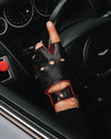 THE OUTLIERMAN gloves AUTHENTIC RACE MK2 - Fingerless Leather Driving Gloves - Black/Red