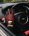 BESPOKE - Peccary Leather Driving Gloves - Black/Red