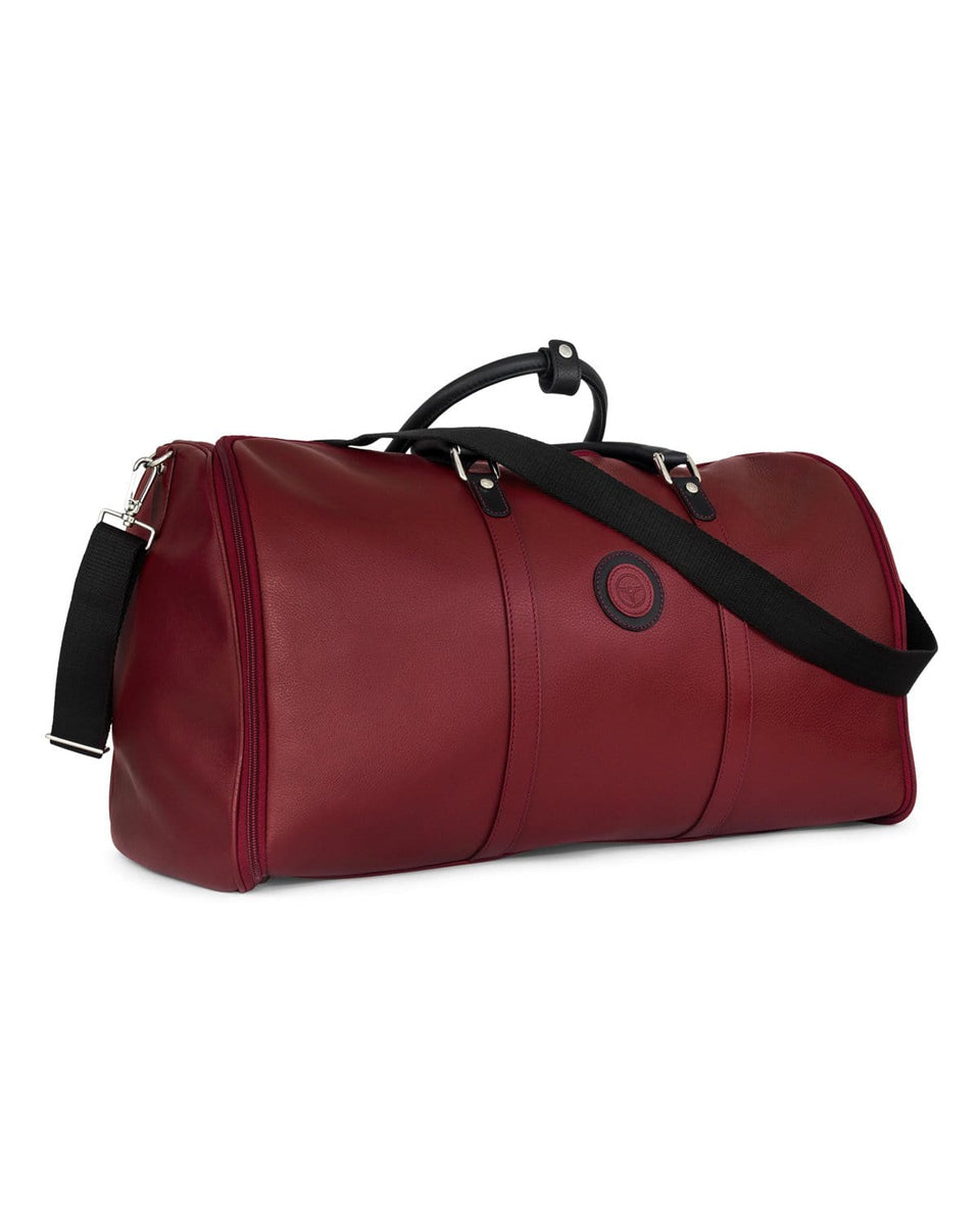 Globetrotter Fullgrain Leather Weekender Garment Bag Red/Black