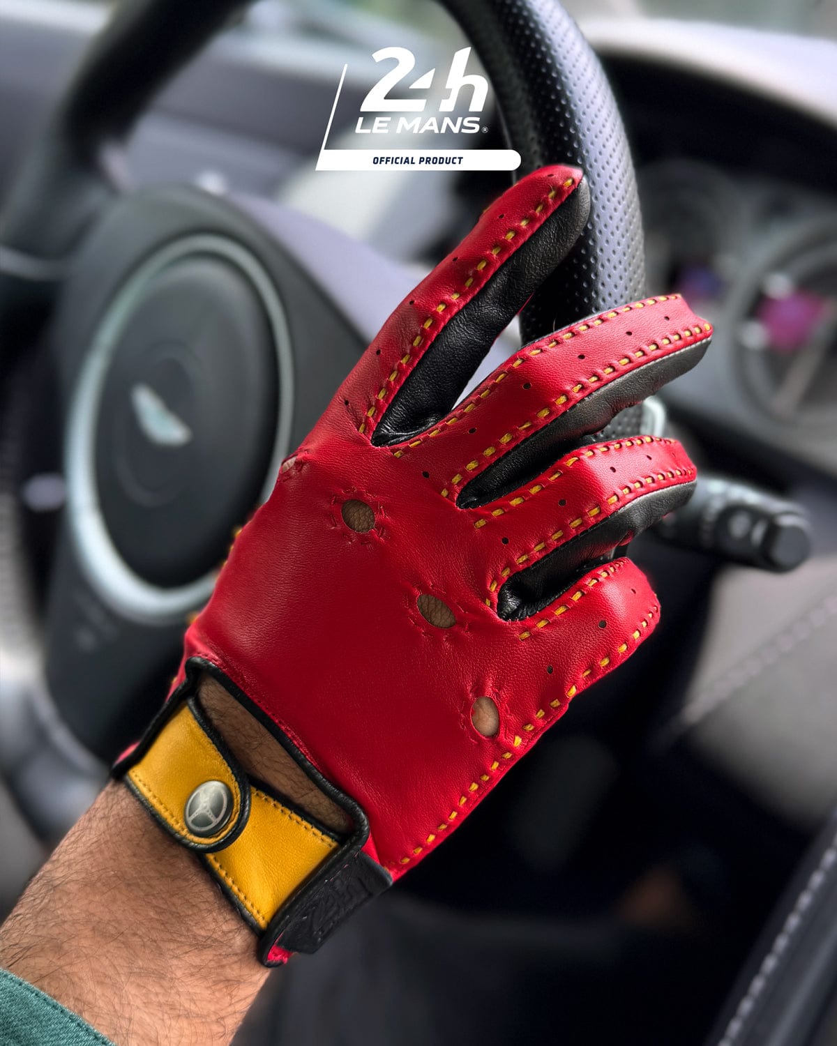 MULSANNE 24 Hours of Le Mans Driving Gloves Hyper Black/Racing Red/Modena Yellow