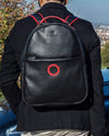 GLOBETROTTER - Full-grain Leather Backpack - Black/Red