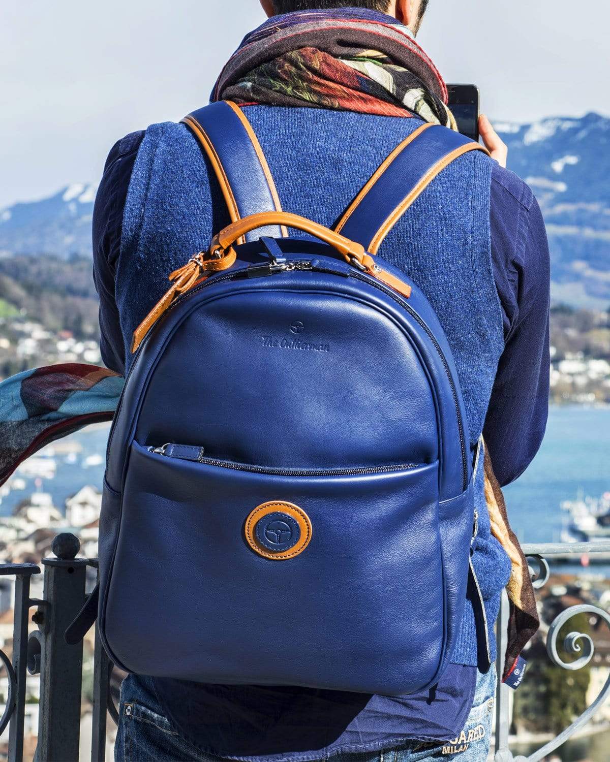 blue leather backpacks Globetrotter - Full-grain Leather Backpack