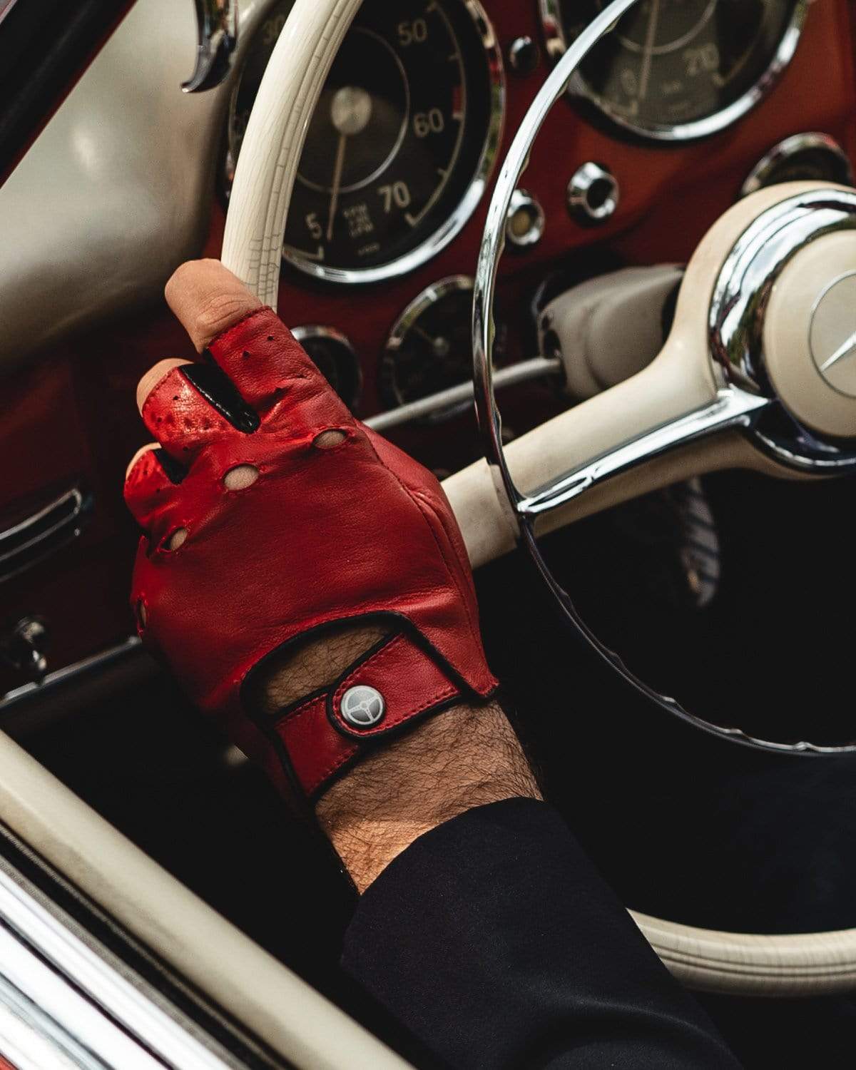 handschuhe cars Authentic Race MK2 - Fingerless Leather Driving Gloves