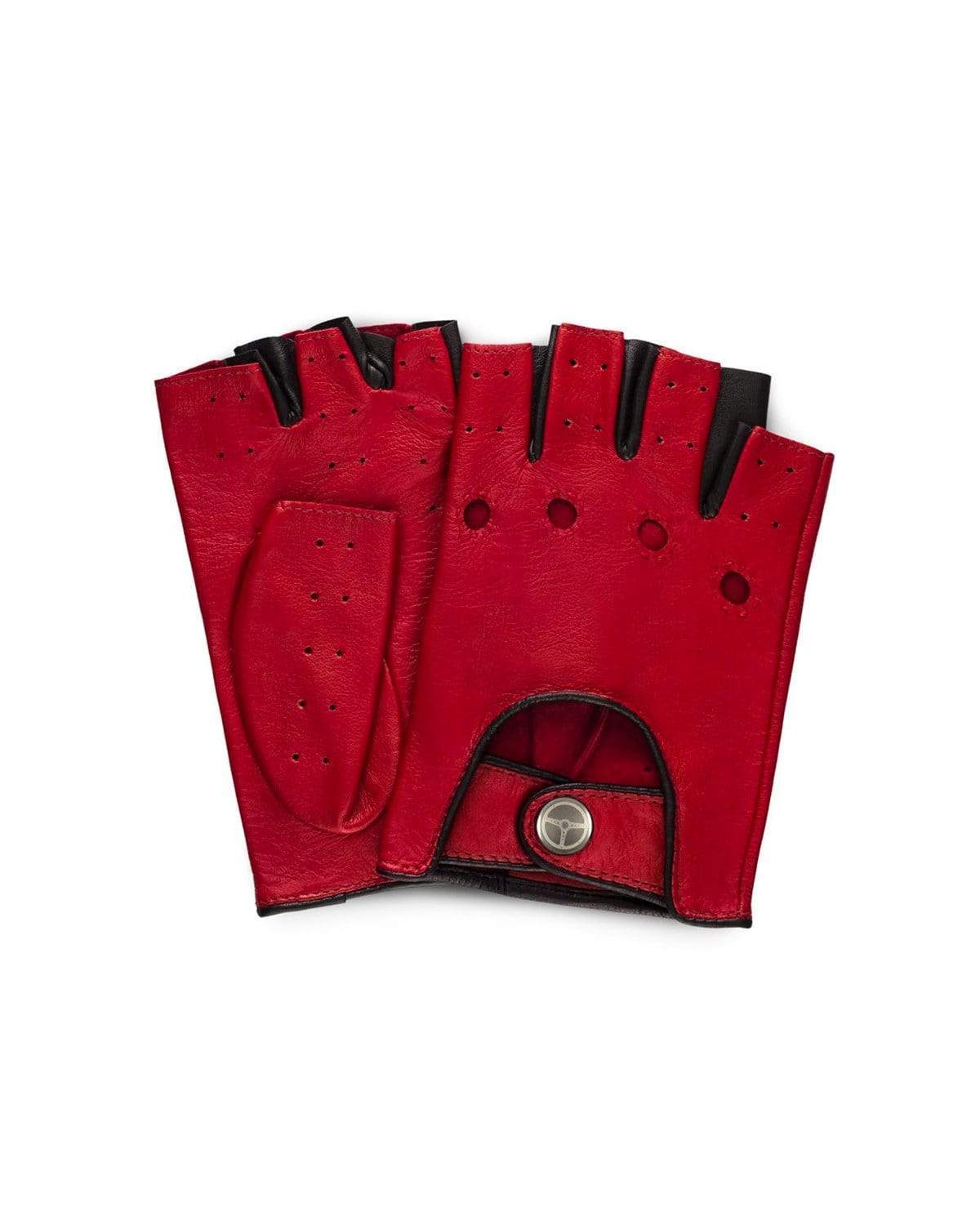 Leather Fingerless Gloves Bikers Weight Trainer Driver Red Black Brown  White USA