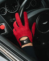 THE OUTLIERMAN gloves BAD ONE - Perforated Suede Driving Gloves - Red/Black