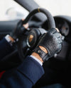 THE OUTLIERMAN gloves BESPOKE - Fingerless Peccary Leather Driving Gloves - Black/Black