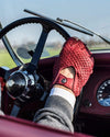 BESPOKE - Fingerless Peccary Leather Driving Gloves - Red/Red
