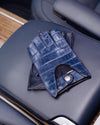 THE OUTLIERMAN gloves CROCODILE ROCK - Fingerless Crocodile Leather Driving Gloves - Blue