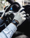 HERITAGE - Leather Driving Gloves - Ivory/Blue