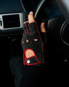 THE OUTLIERMAN gloves POWERSLIDE - Fingerless Suede Driving Gloves - Dark Grey/Red