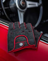 THE OUTLIERMAN gloves POWERSLIDE - Perforated Suede Driving Gloves - Dark Grey/Red