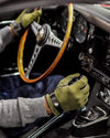 WINTER ROAD - Suede and Cashmere Driving Gloves - Olive/Black