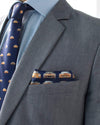 VINTAGE RACE - Silk Pocket Square - Blue/Orange